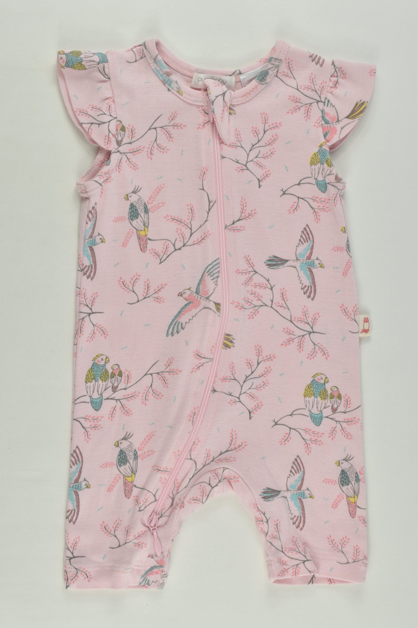 Purebaby Size 000 (0-3 months) Bird Short Romper
