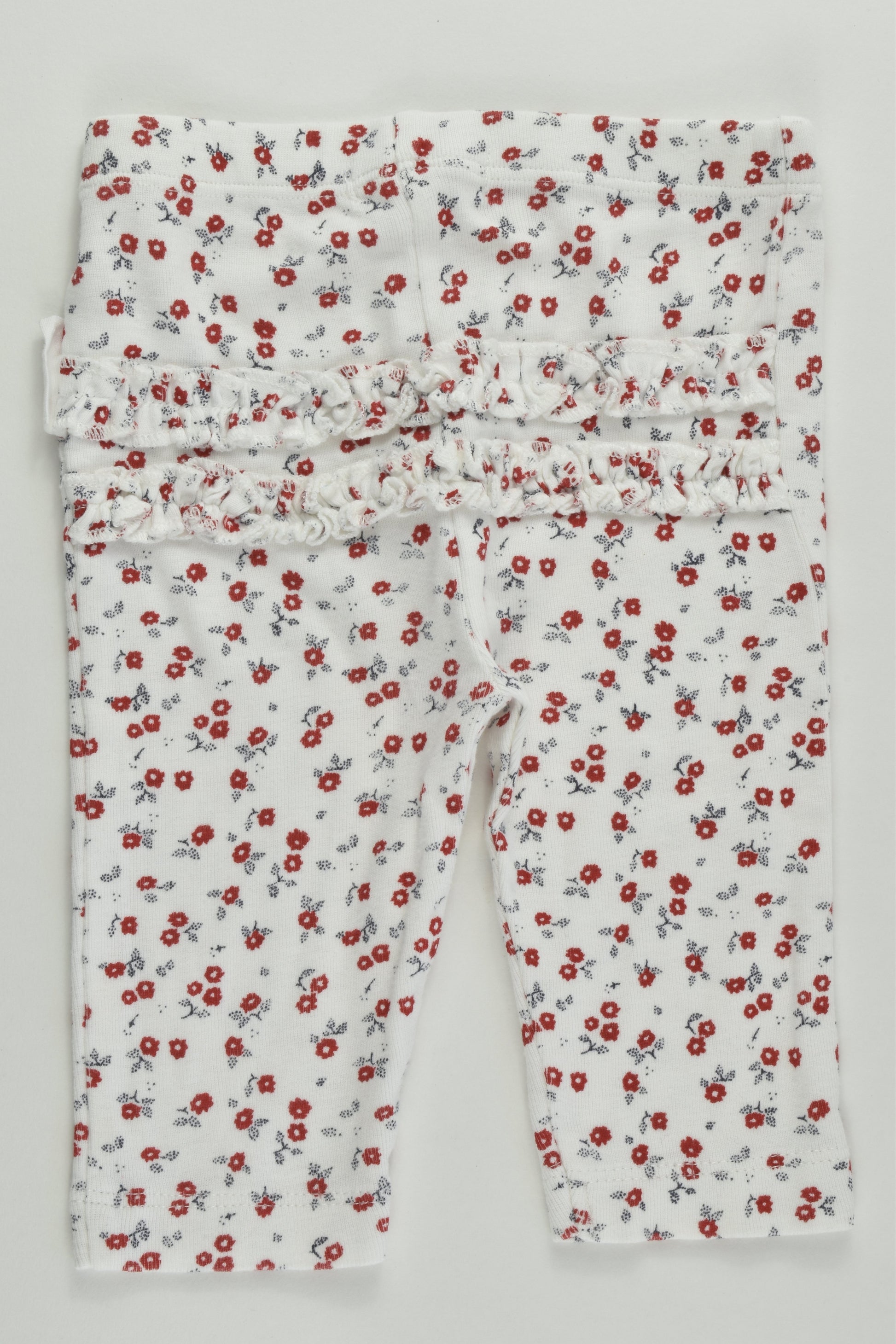 Purebaby Size 000 (0-3 months) Floral Ruffle Leggings