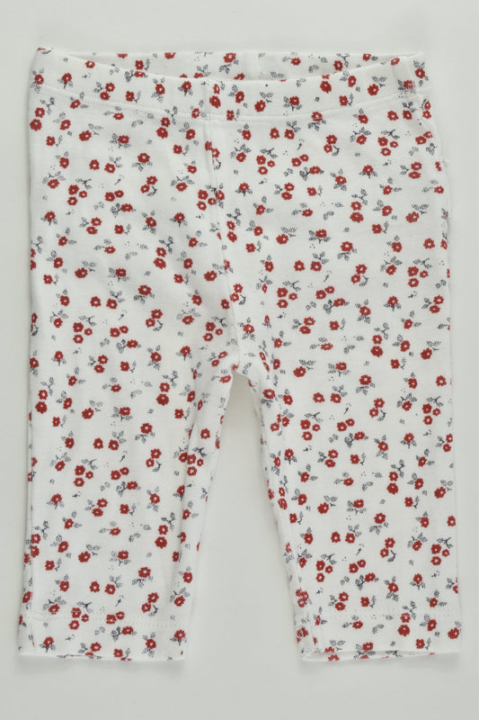 Purebaby Size 000 (0-3 months) Floral Ruffle Leggings