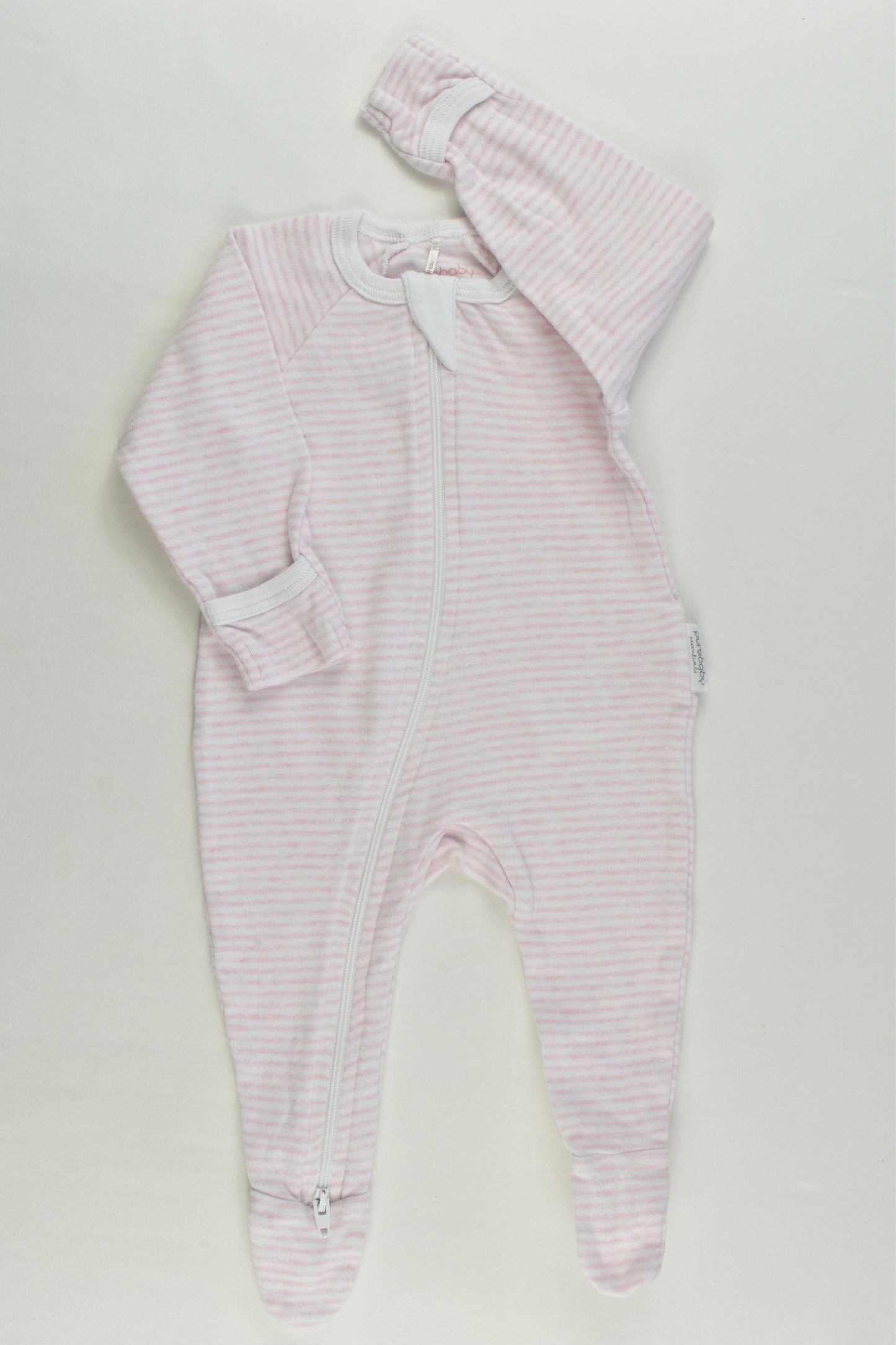 Purebaby Size 000 (0-3 months) Footed Zip Romper