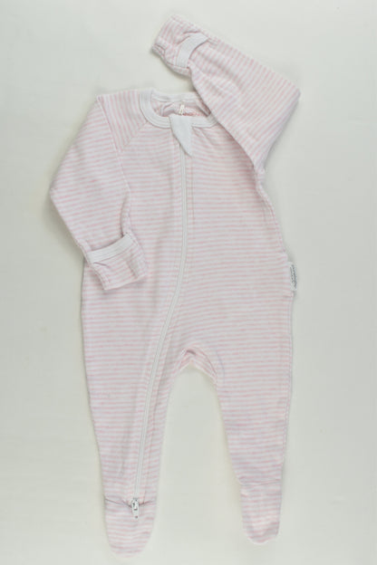 Purebaby Size 000 (0-3 months) Footed Zip Romper