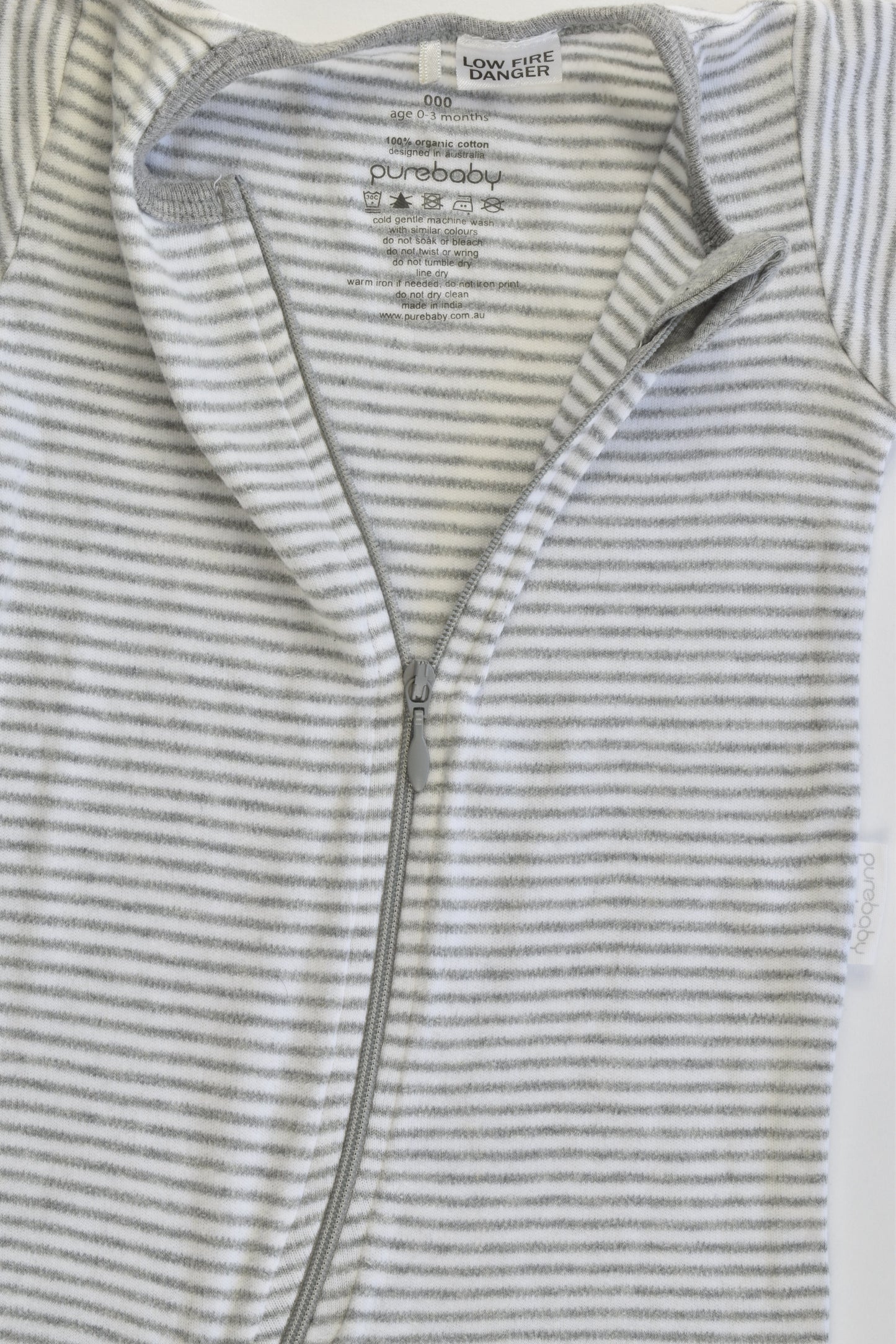 Purebaby Size 000 (0-3 months) Striped Short Romper
