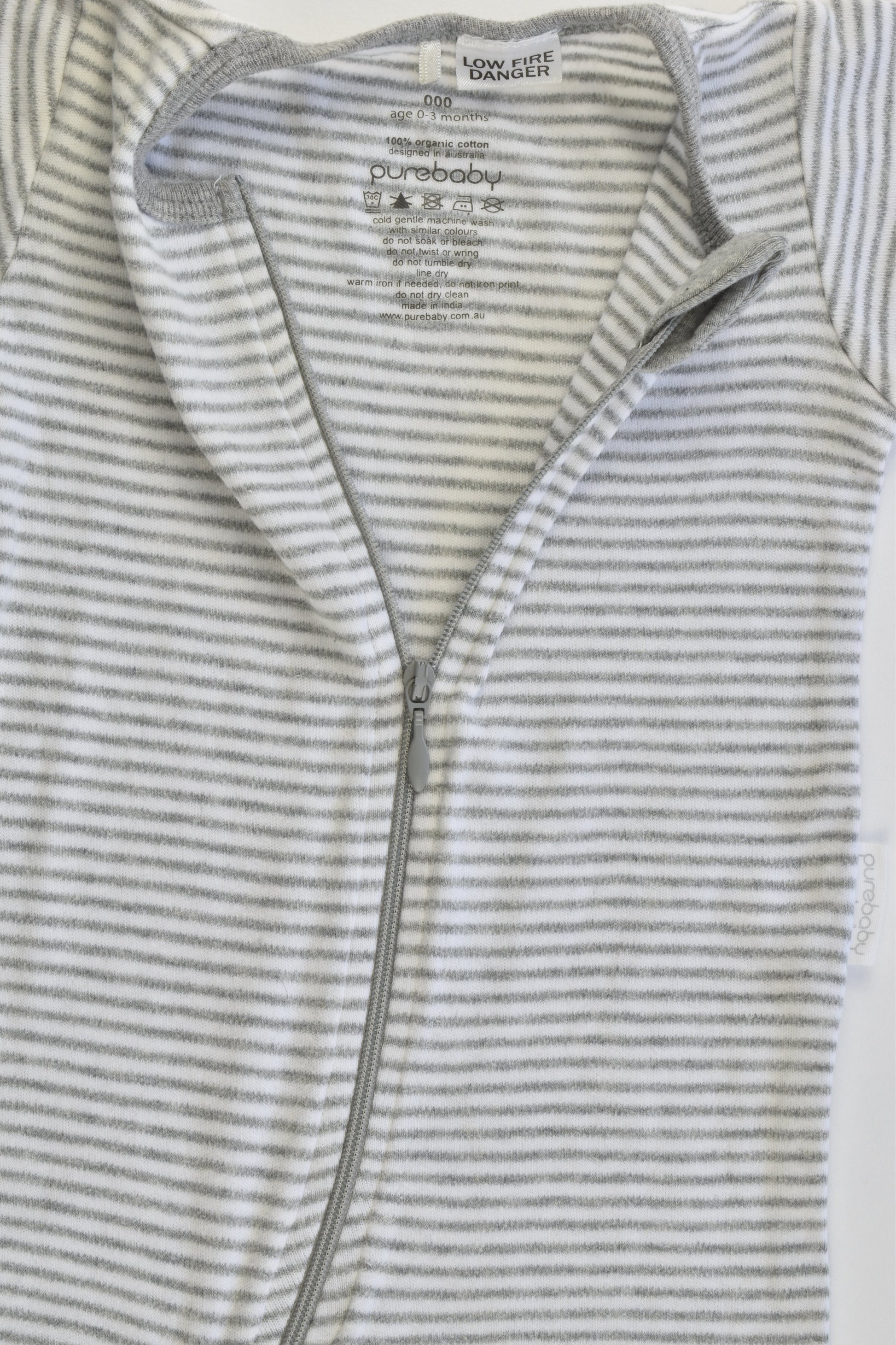 Purebaby Size 000 (0-3 months) Striped Short Romper