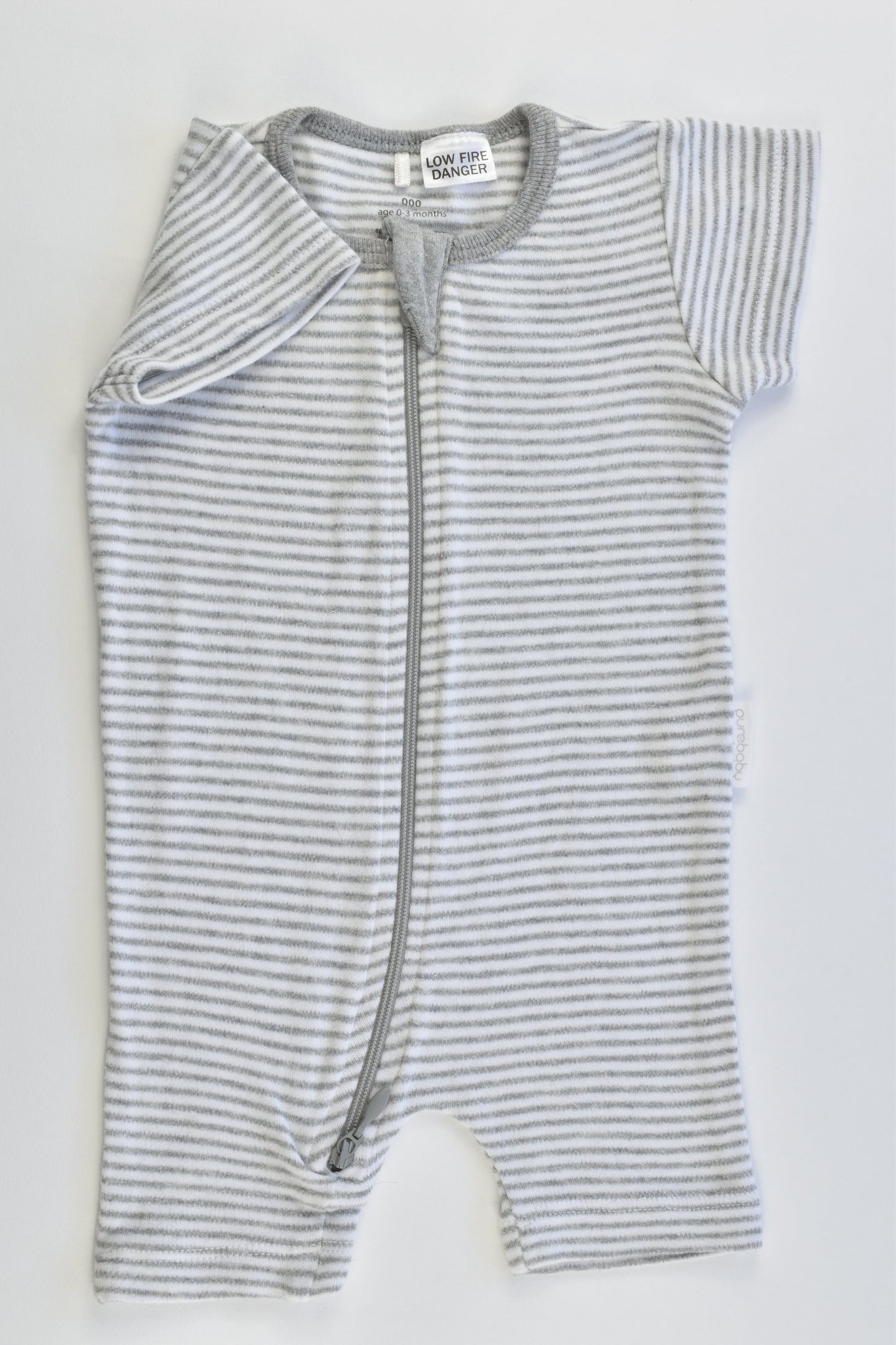 Purebaby Size 000 (0-3 months) Striped Short Romper