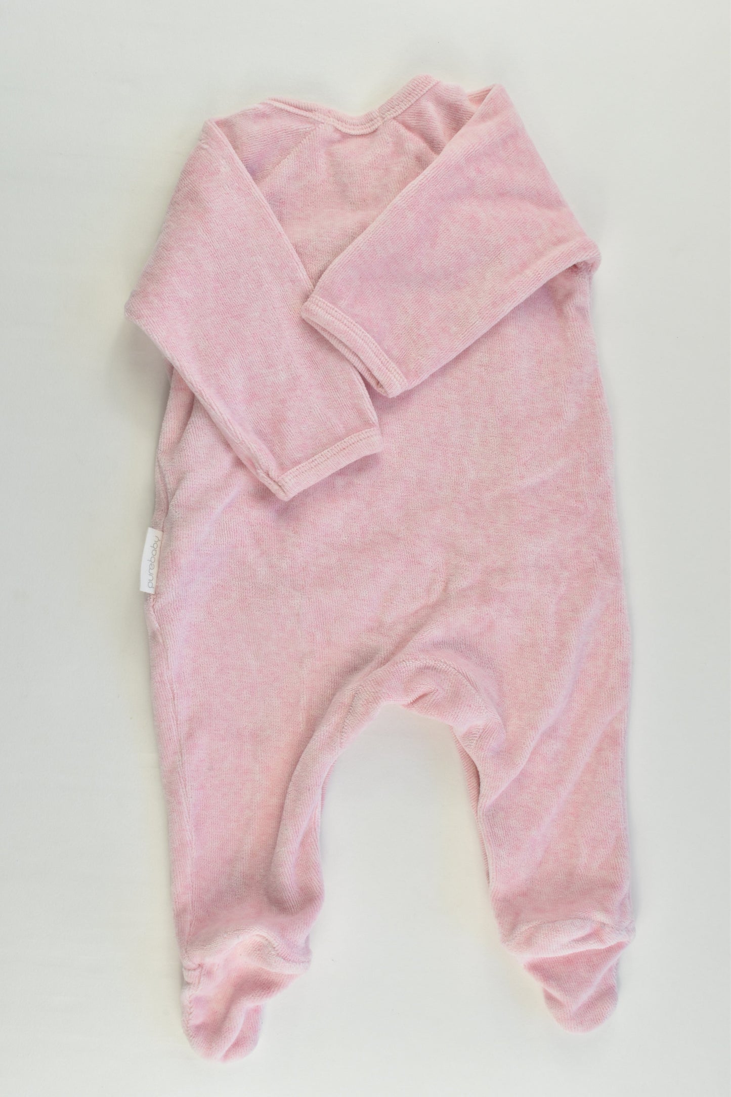 Purebaby Size 000 (0-3 months) Velour Elephant Footed Romper