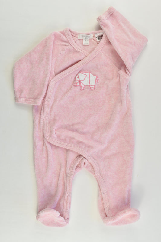 Purebaby Size 000 (0-3 months) Velour Elephant Footed Romper