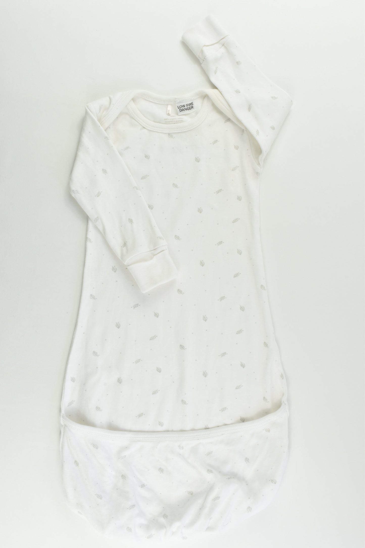 Purebaby Size 000 Feathers Sleepingsuit