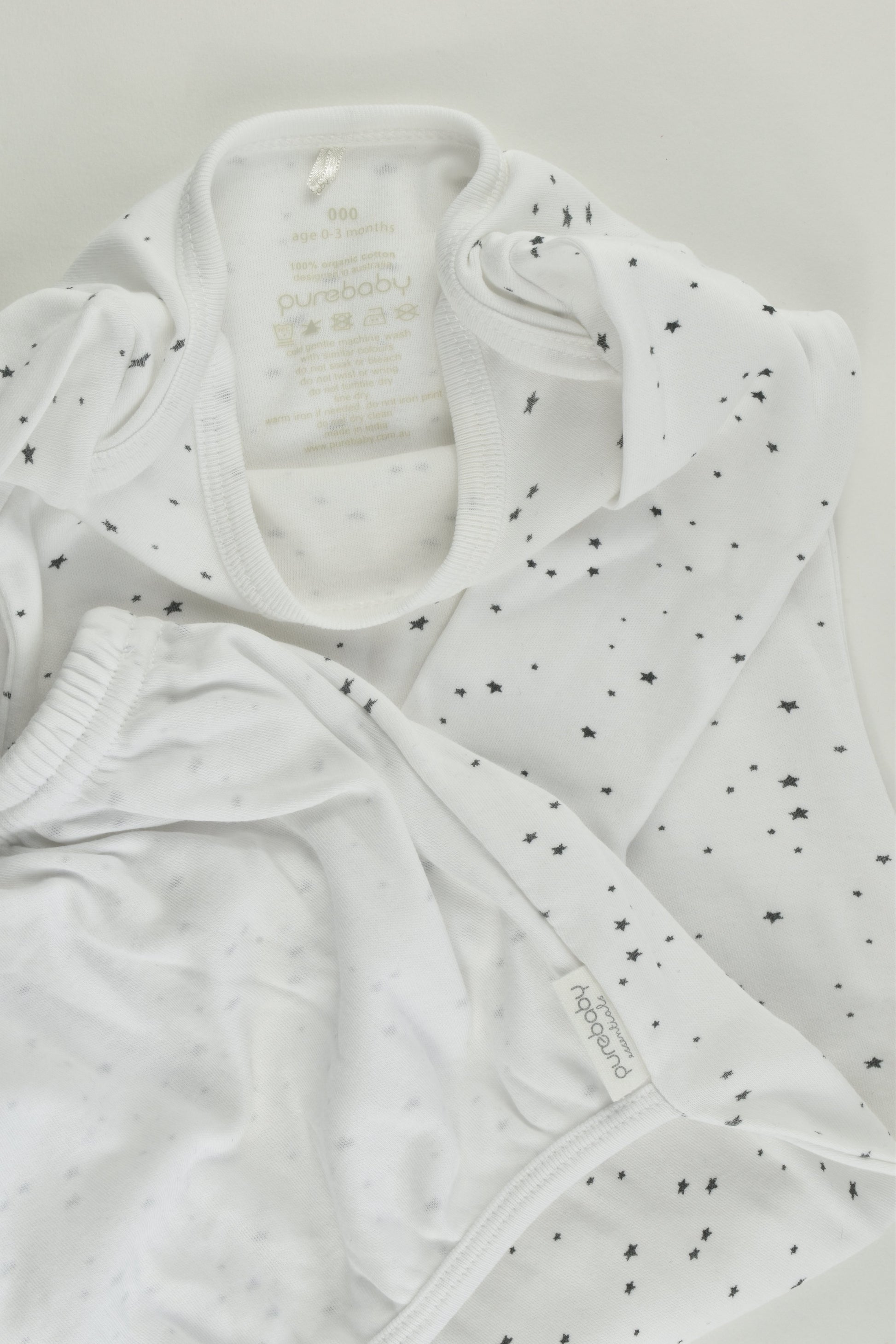 Purebaby Size 000 Stars Sleepingsuit