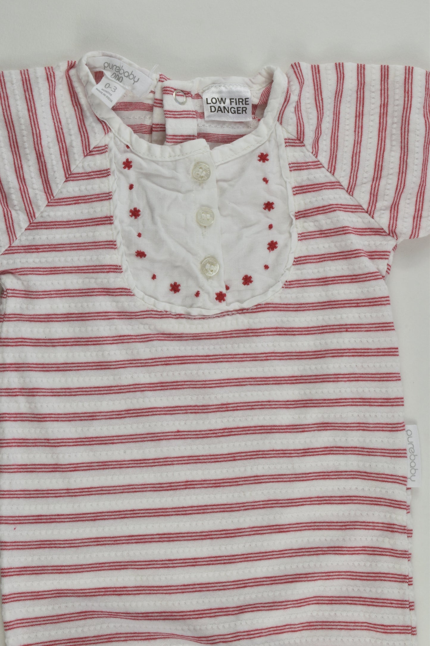 Purebaby Size 000 Striped Footed Romper