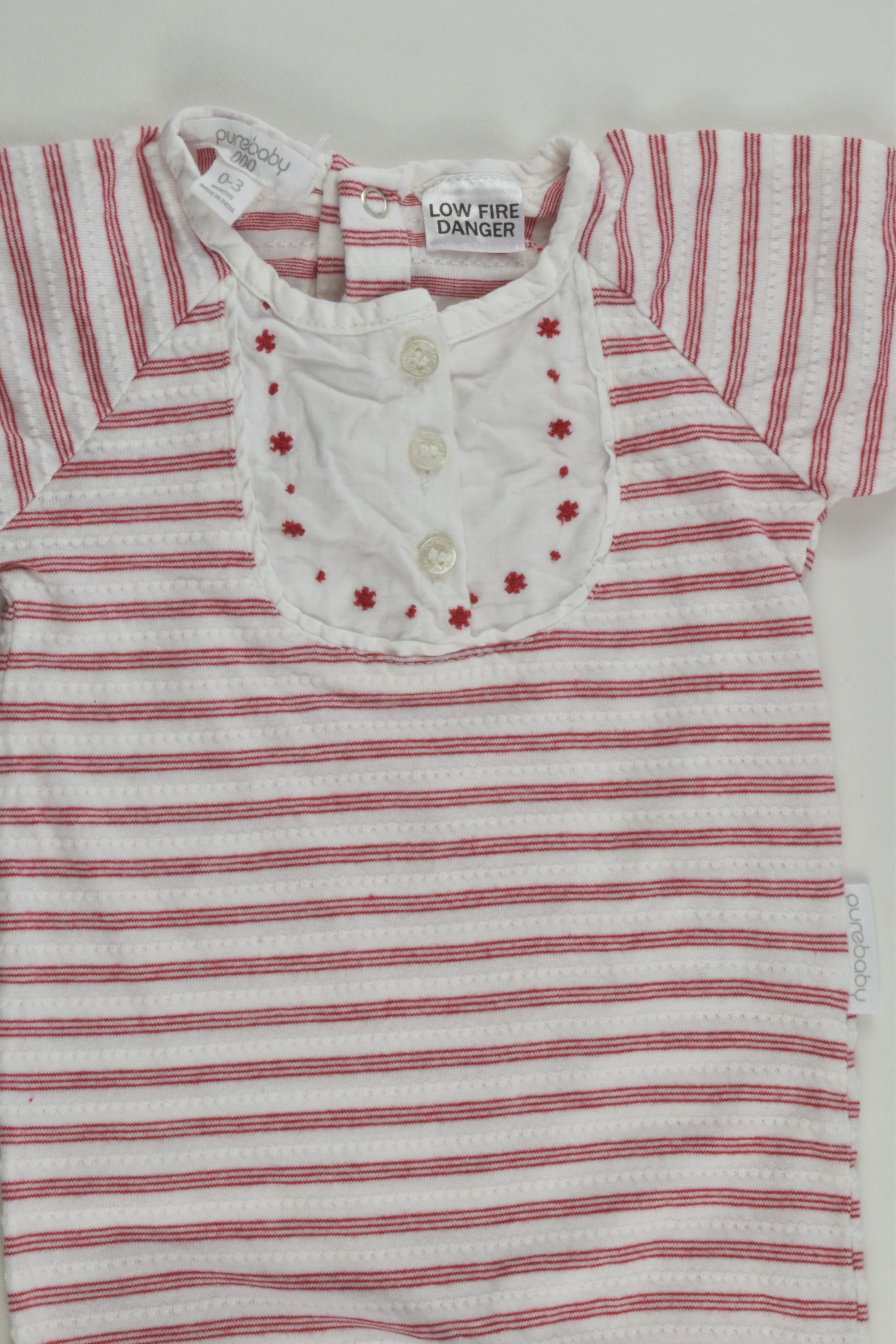 Purebaby Size 000 Striped Footed Romper