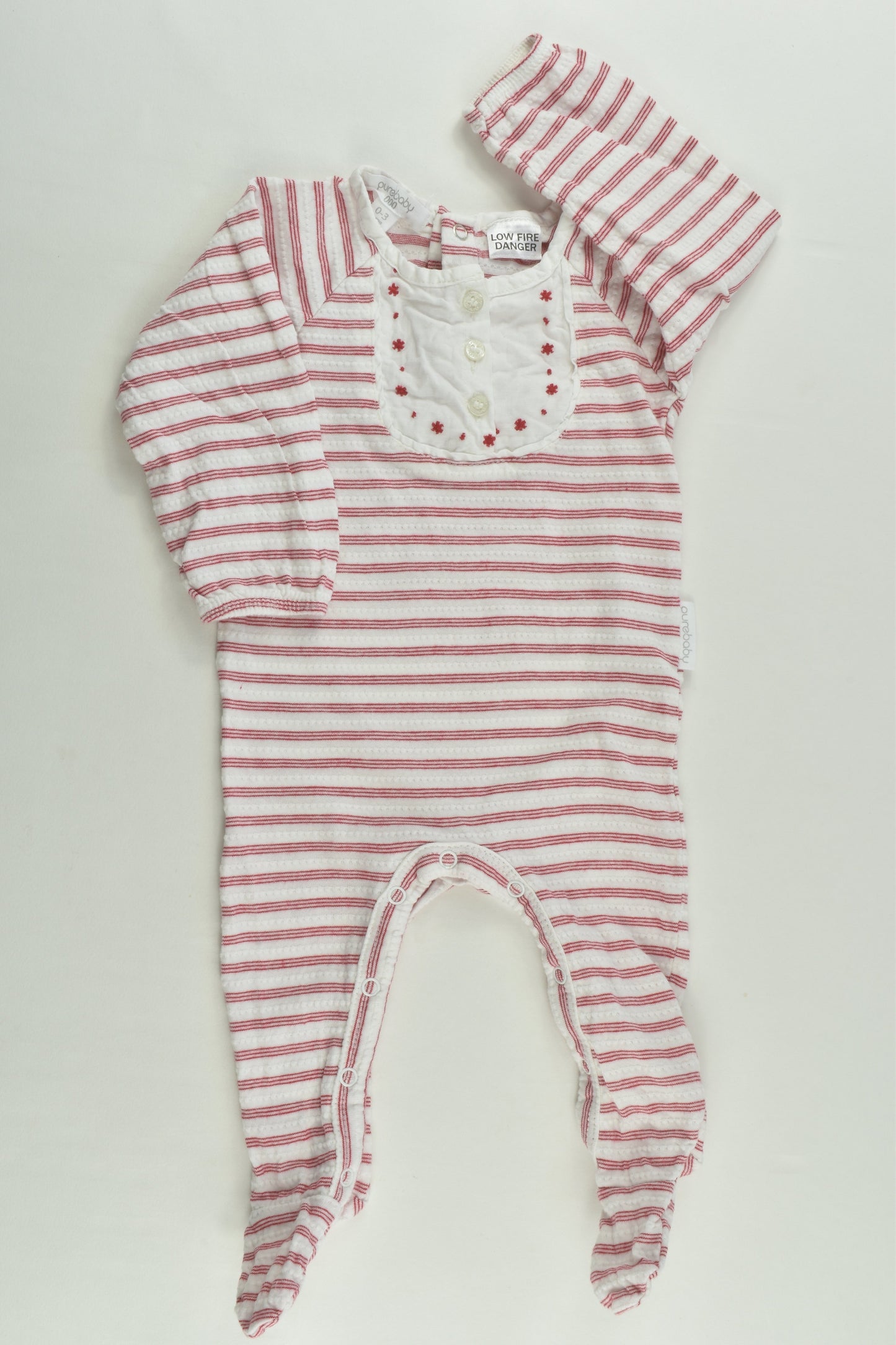 Purebaby Size 000 Striped Footed Romper
