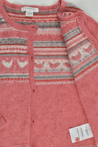Purebaby Size 2 (18-24 months) Birds Cotton/Wool Cardigan
