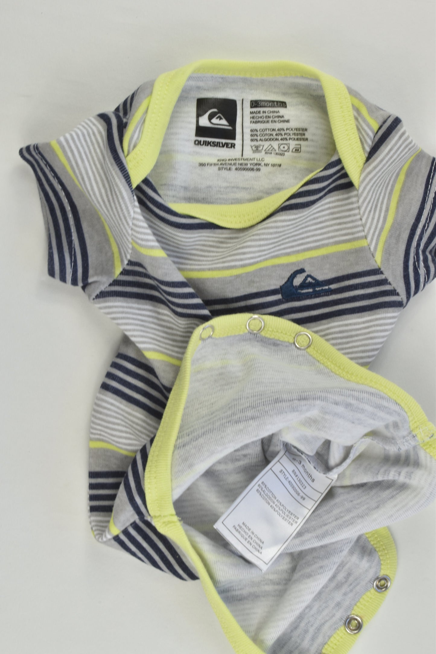 Quiksilver Size 000 (0-3 months) Striped Bodysuit