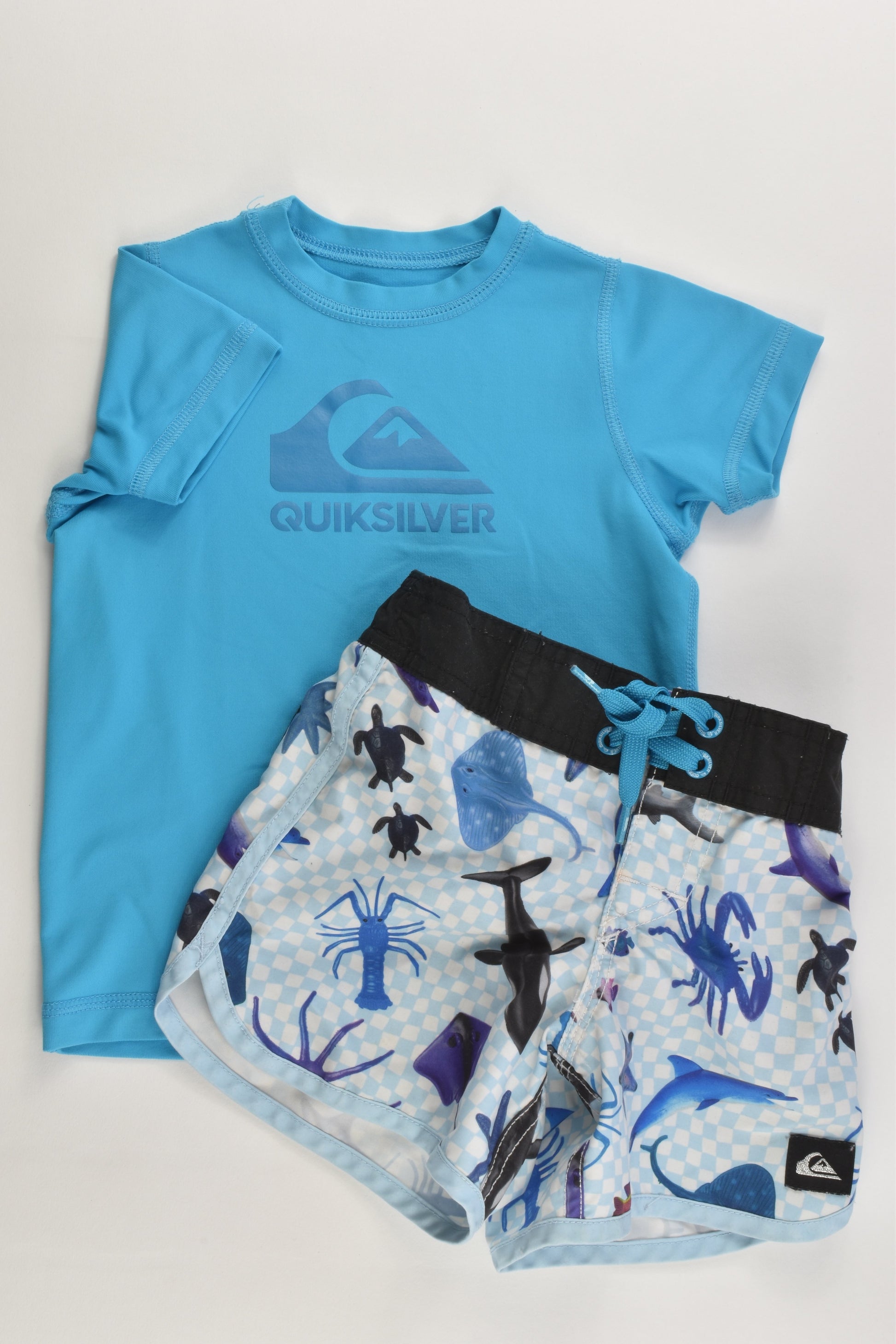 Quiksilver Size 2 Rashie Top and Board Shorts