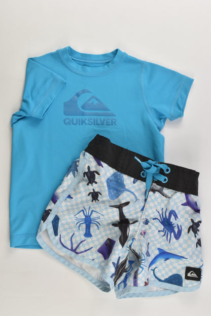 Quiksilver Size 2 Rashie Top and Board Shorts