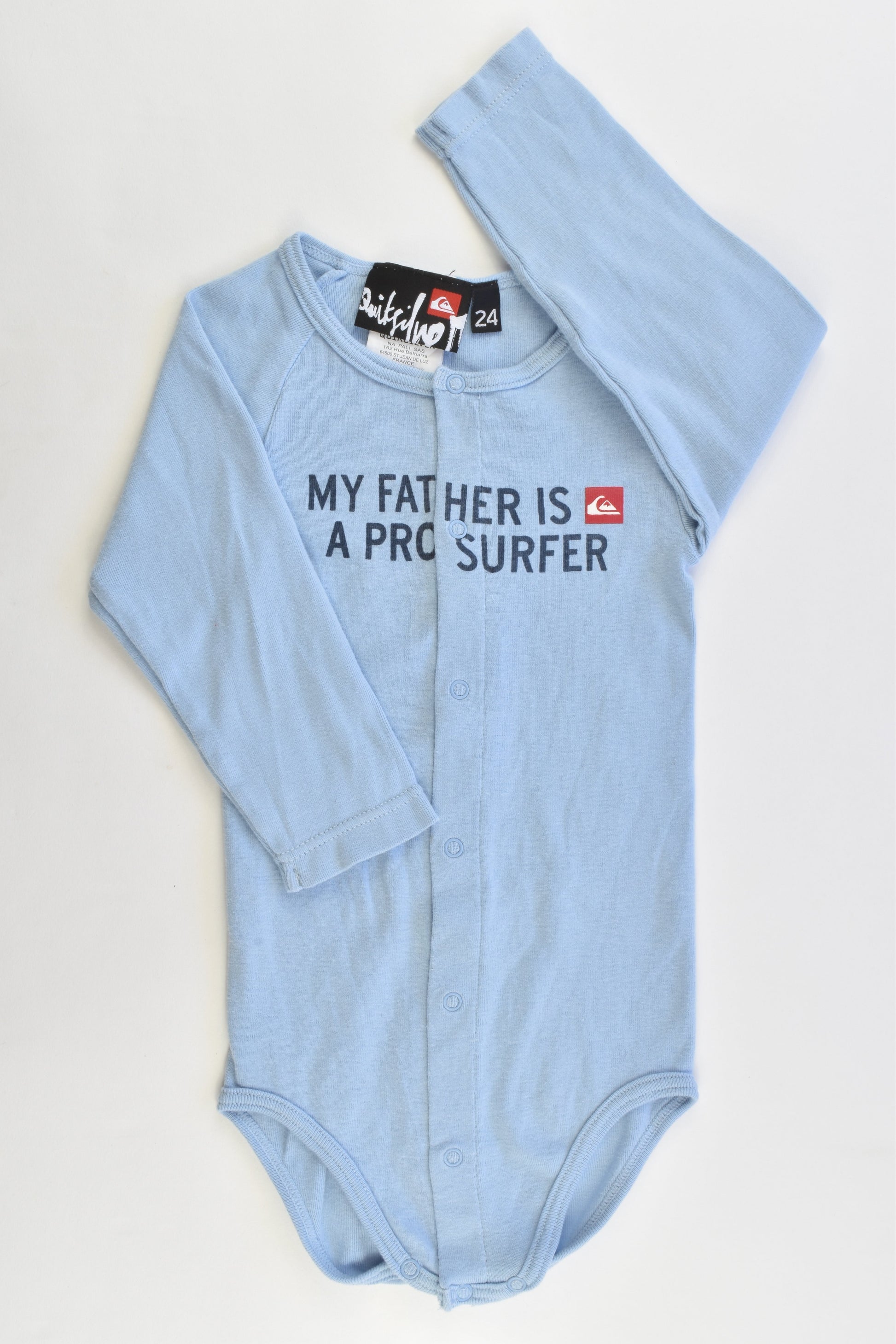 Quiksilver Size 24 months "My Father is a Pro Surfer" Bodysuit