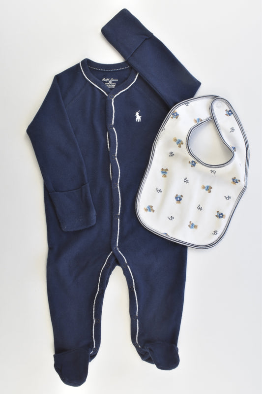 Ralph Lauren Size 000 (3 months) Footed Romper and Bib