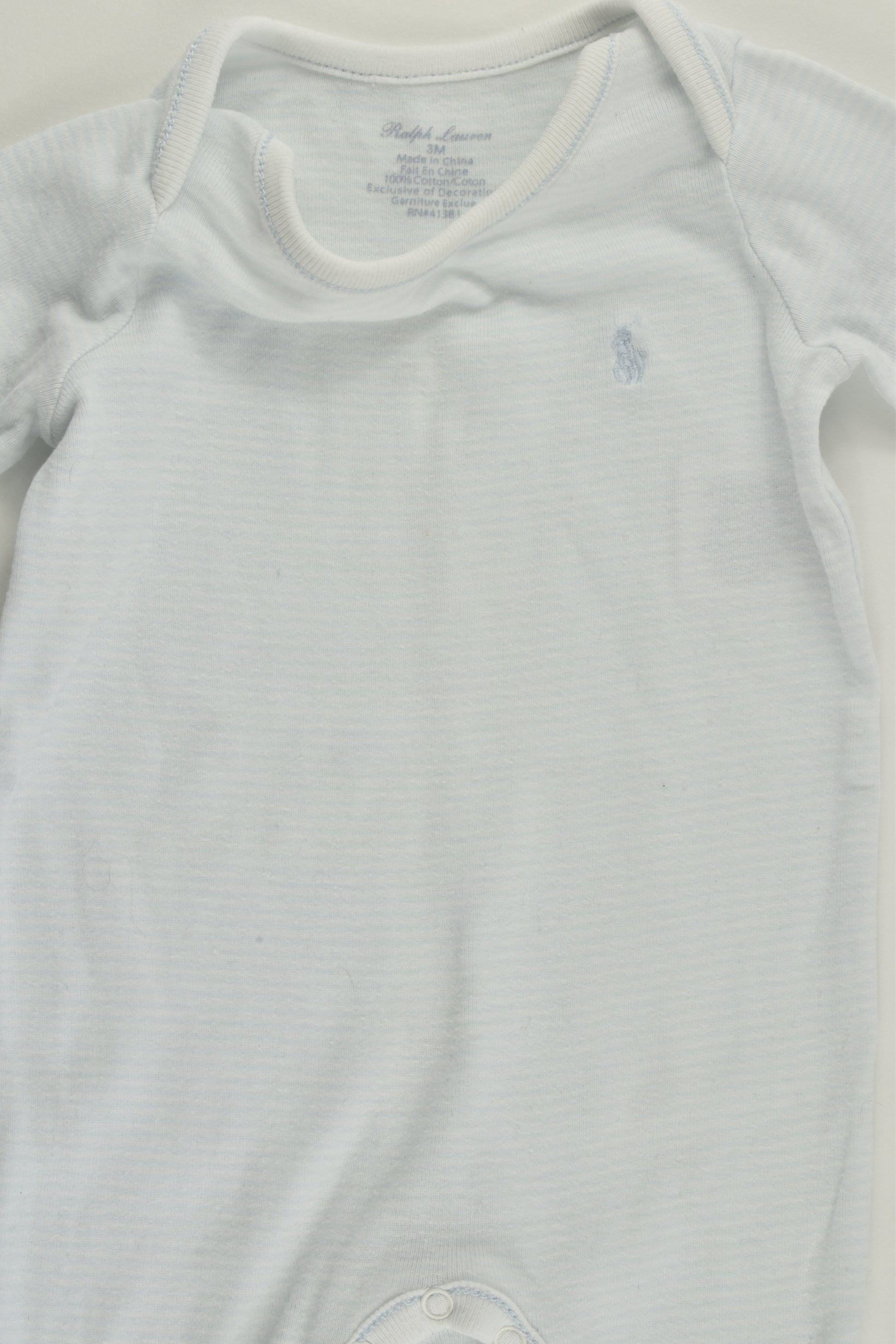 Ralph Lauren Size 000 (3 months) Striped Footed Romper