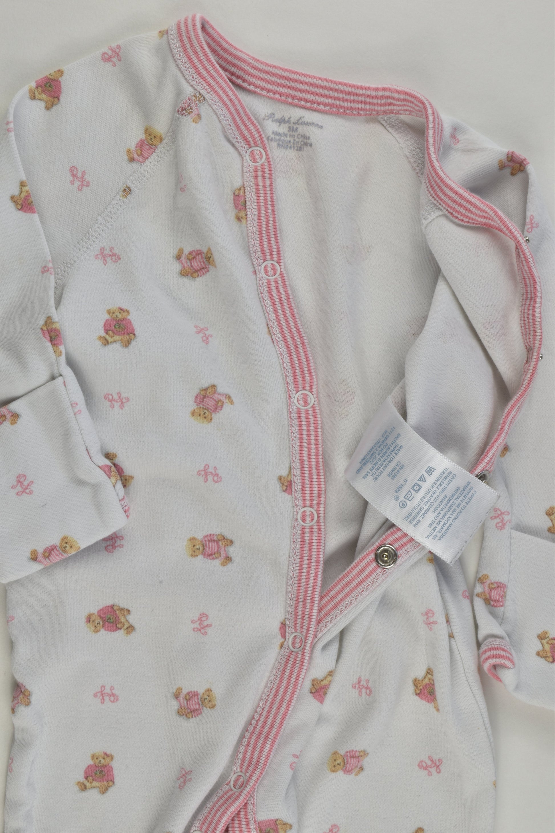 Ralph Lauren Size 000 (3 months) Teddy Bear Footed Romper
