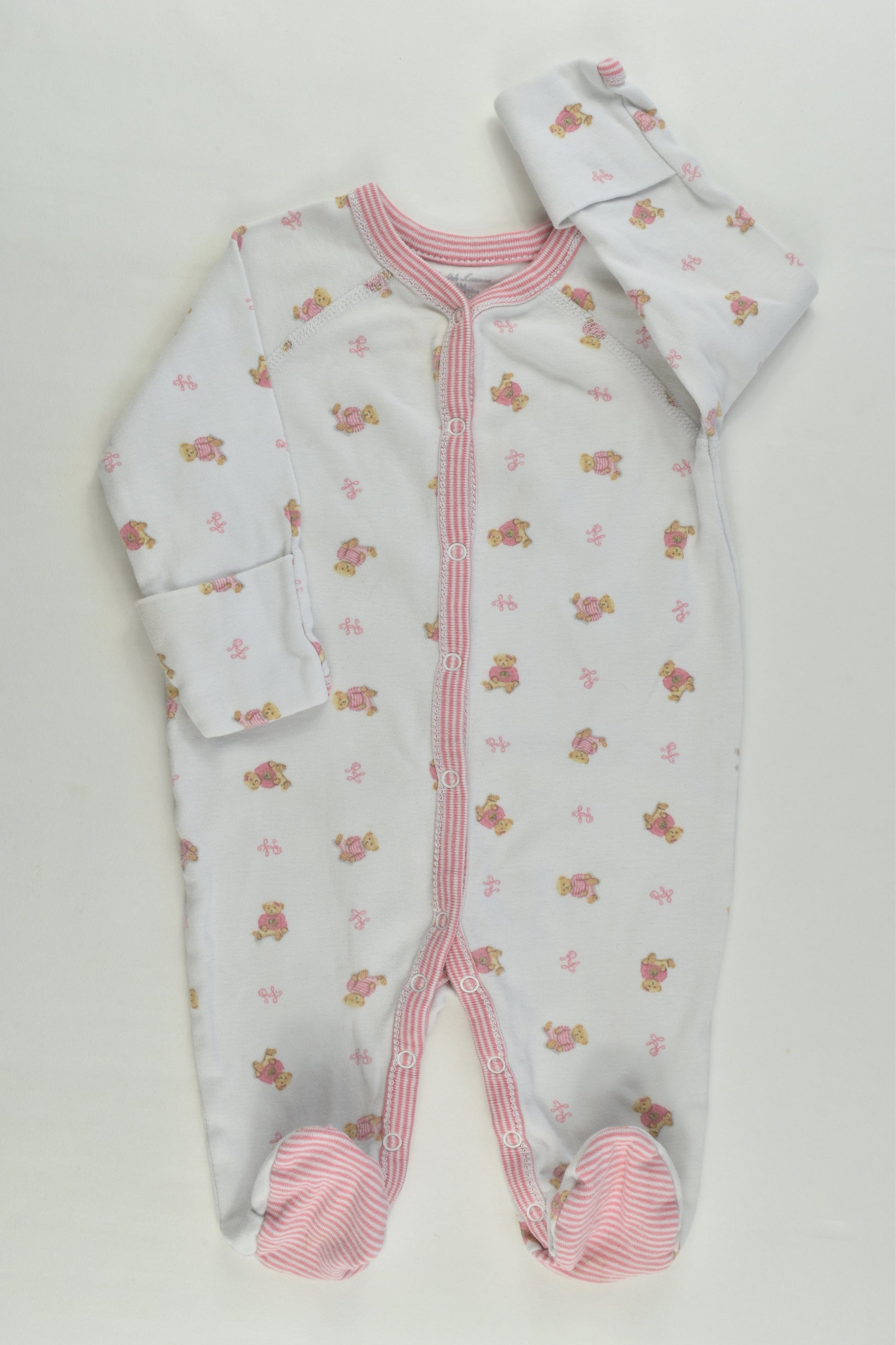 Ralph Lauren Size 000 (3 months) Teddy Bear Footed Romper