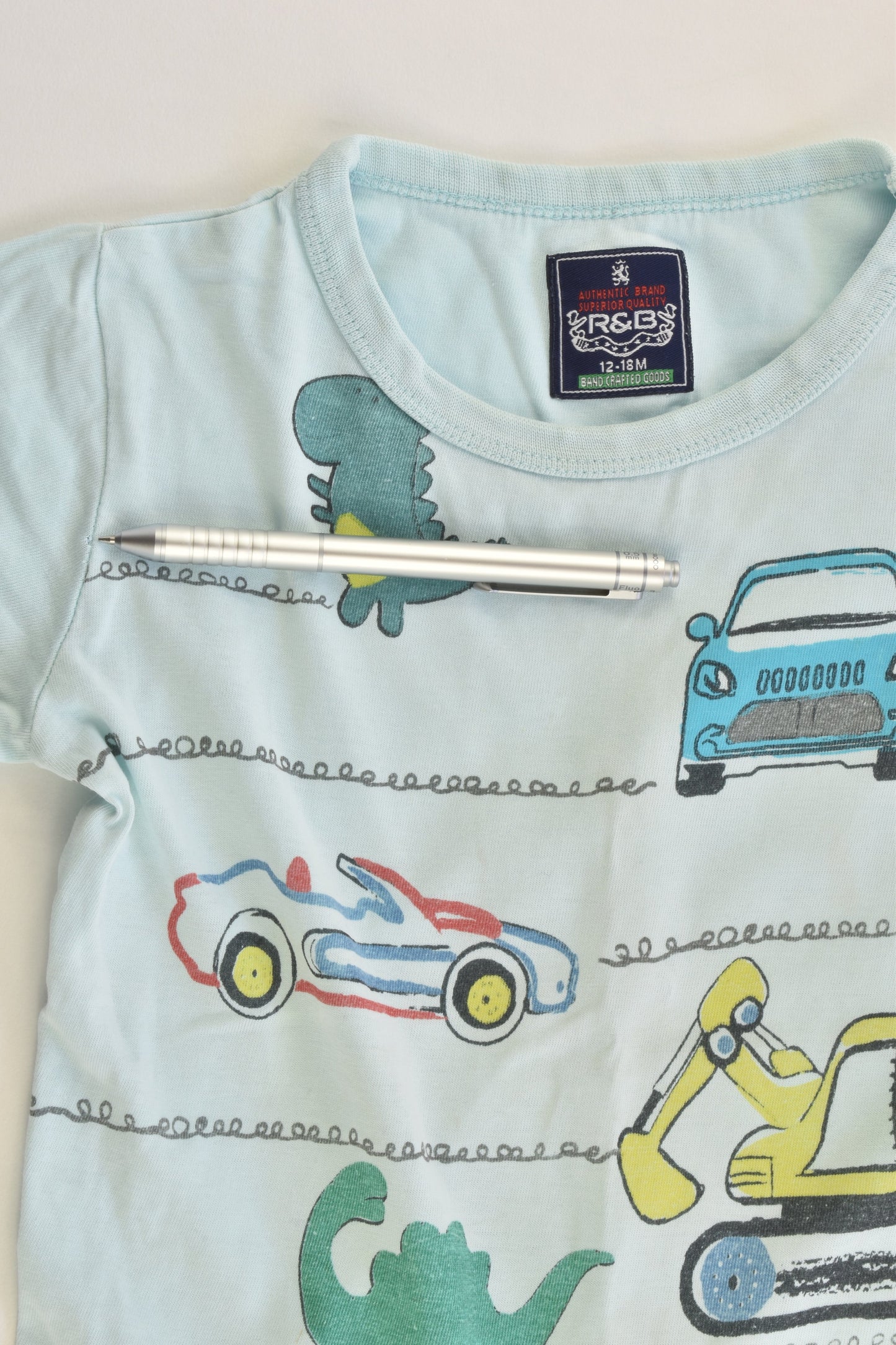 R&B Size 1 (12-18 months) Vehicles and Dinosaurs T-shirt