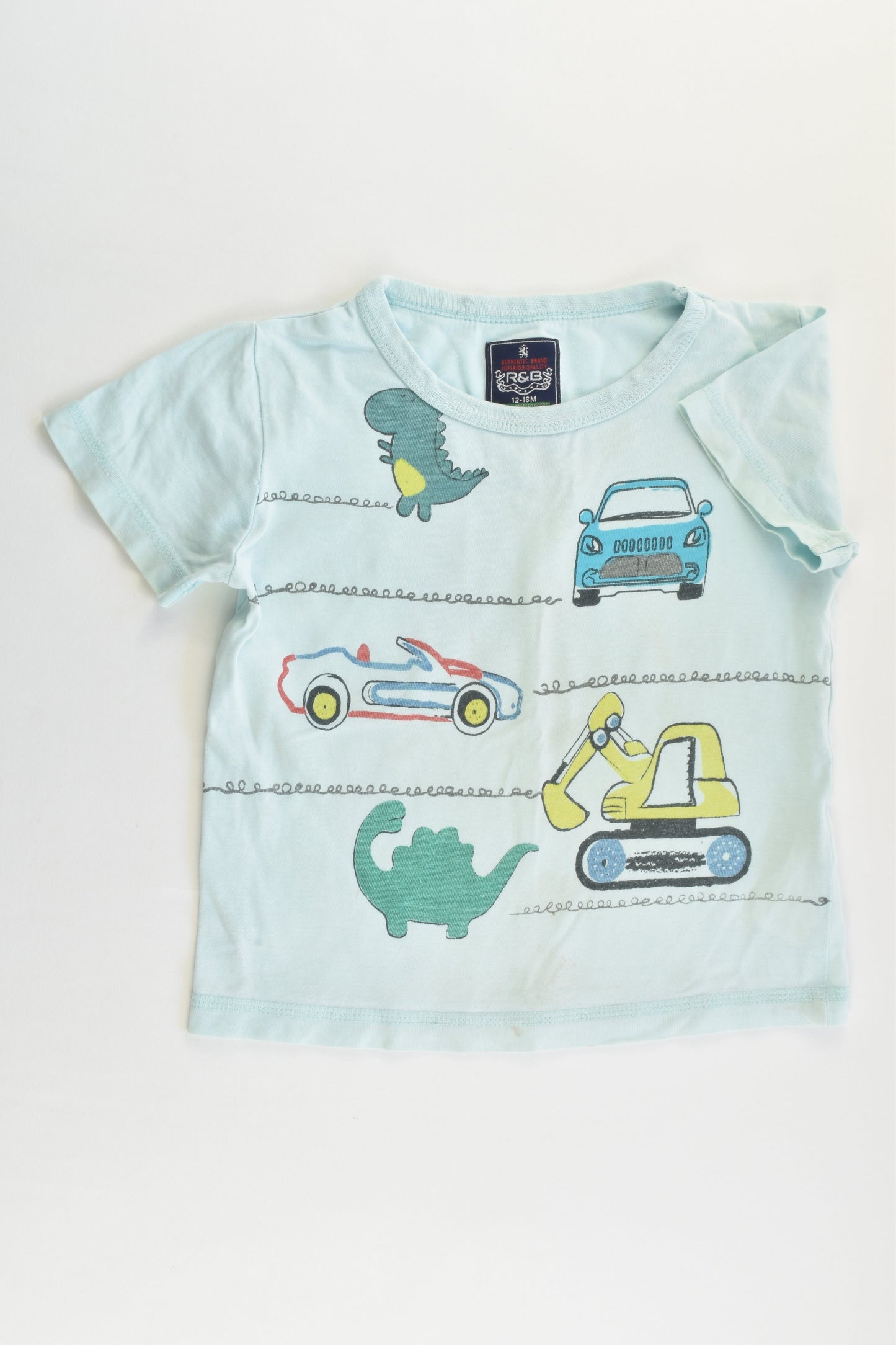 R&B Size 1 (12-18 months) Vehicles and Dinosaurs T-shirt
