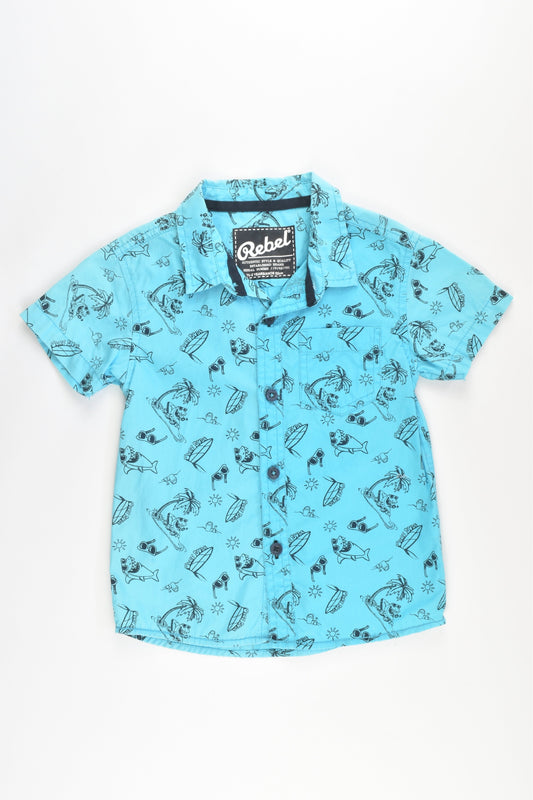 Rebel Size 2 Shark on the Beach Collared Shirt