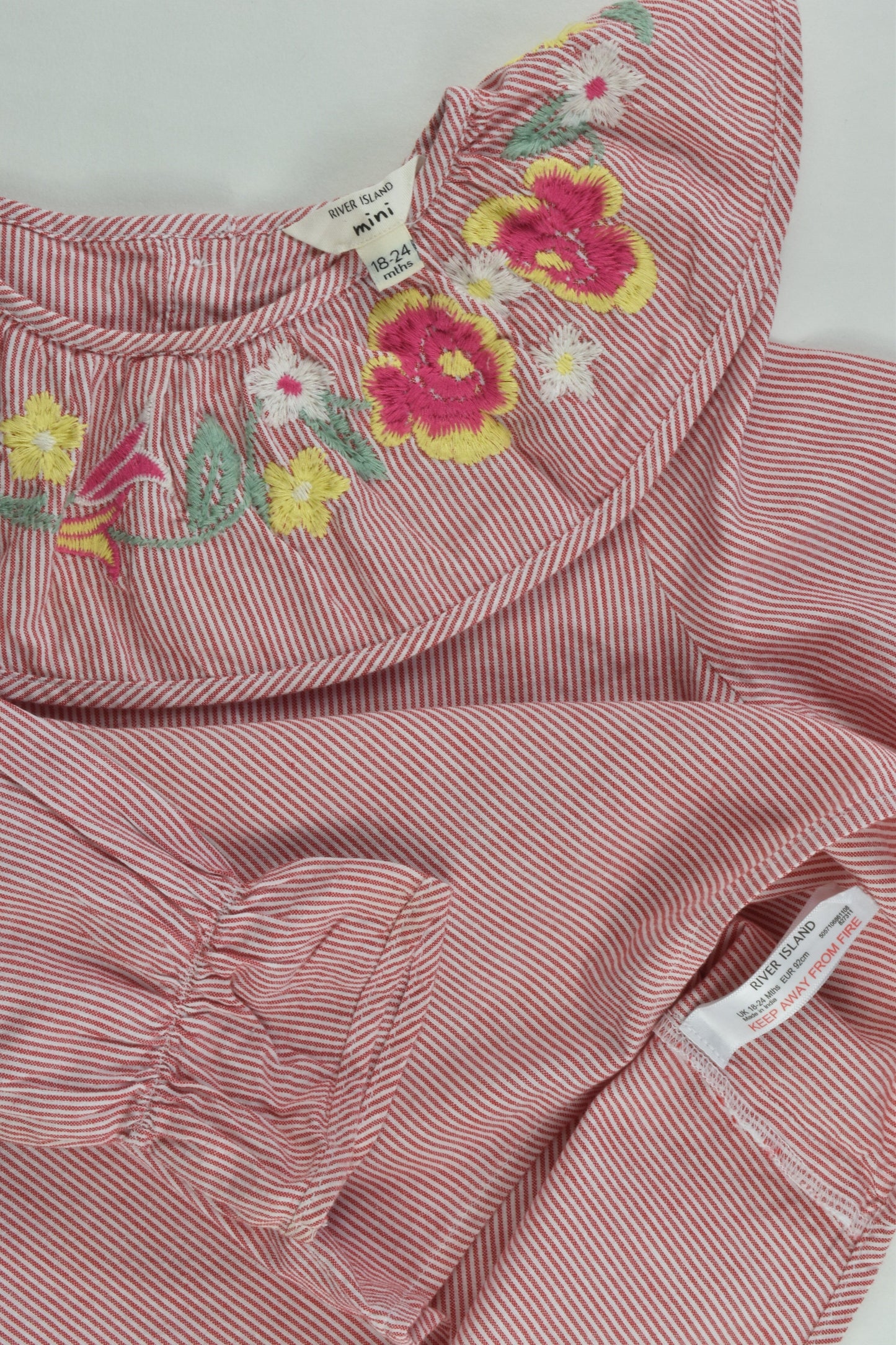 River Island Mini Size 2 (18-24 months) Shirt with Floral Embroidery Collar