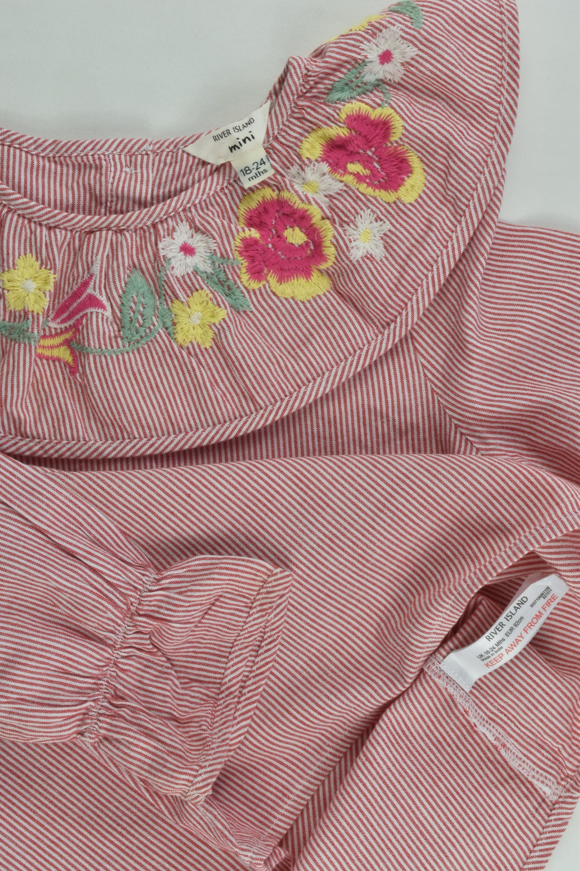 River Island Mini Size 2 (18-24 months) Shirt with Floral Embroidery Collar
