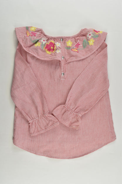 River Island Mini Size 2 (18-24 months) Shirt with Floral Embroidery Collar