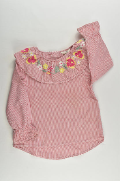 River Island Mini Size 2 (18-24 months) Shirt with Floral Embroidery Collar