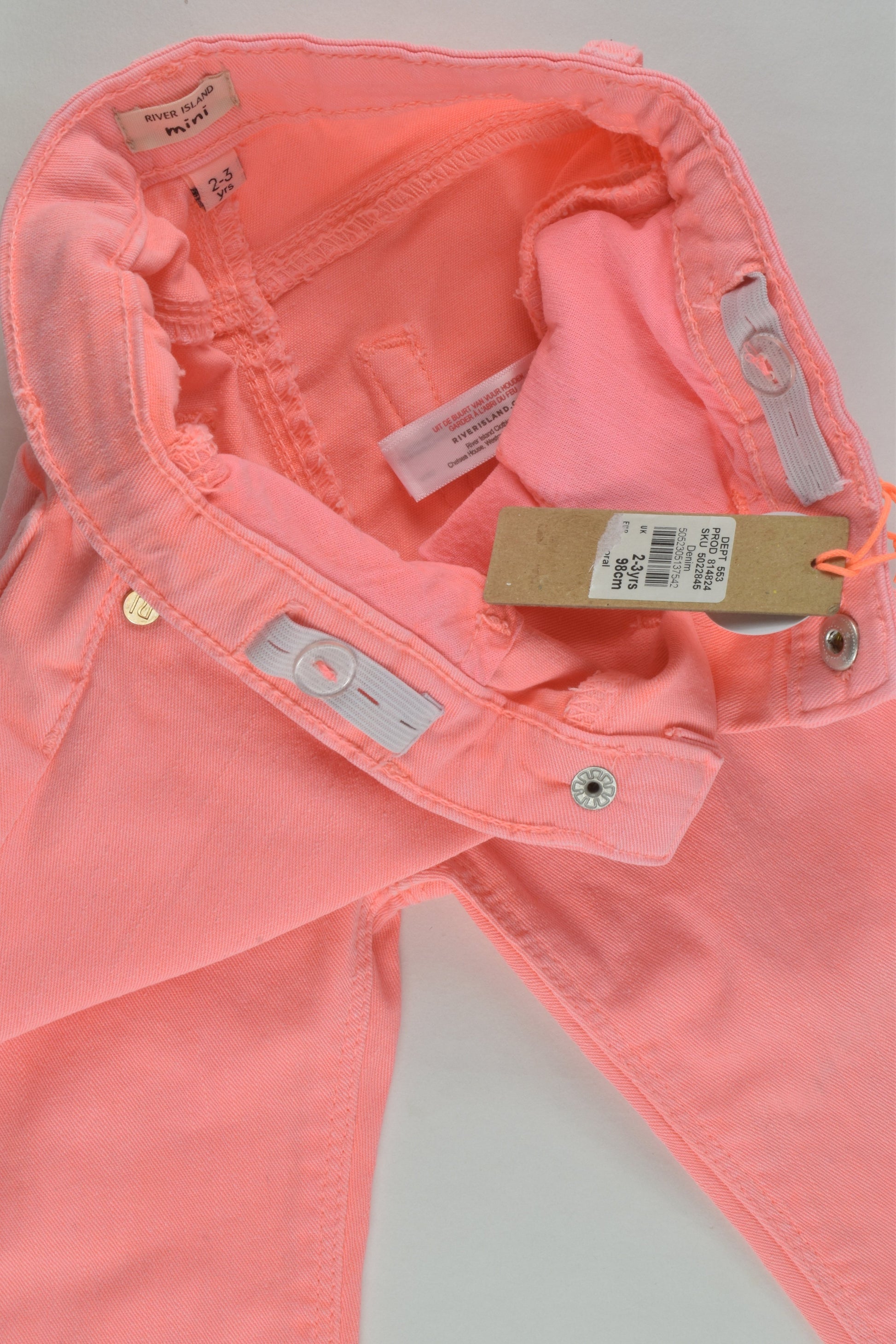 River Island Size 2-3 (98 cm) Stretchy Fluoro Denim Pants