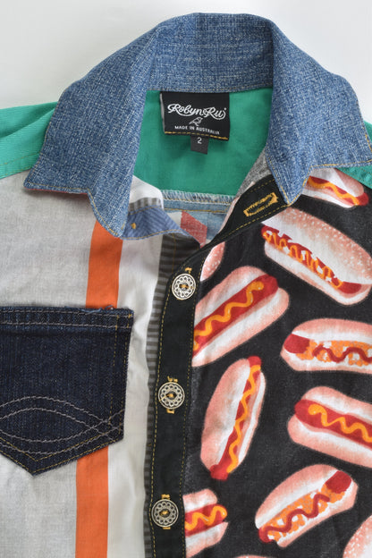 Robyn Ru (Australia) Size 2 Hot Dogs Collared Shirt