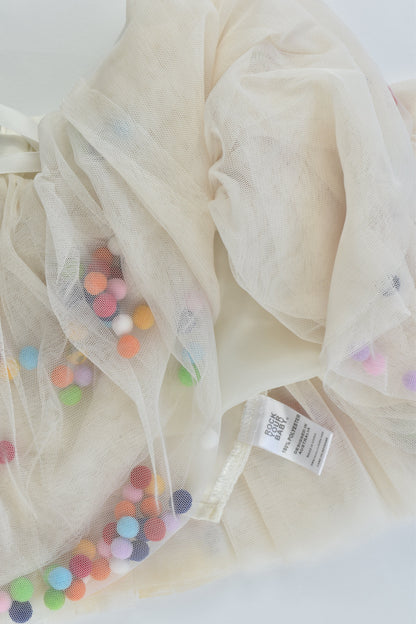 Rock Your Kid Size 4 Lined Tulle Skirt with Rainbow Pom Poms