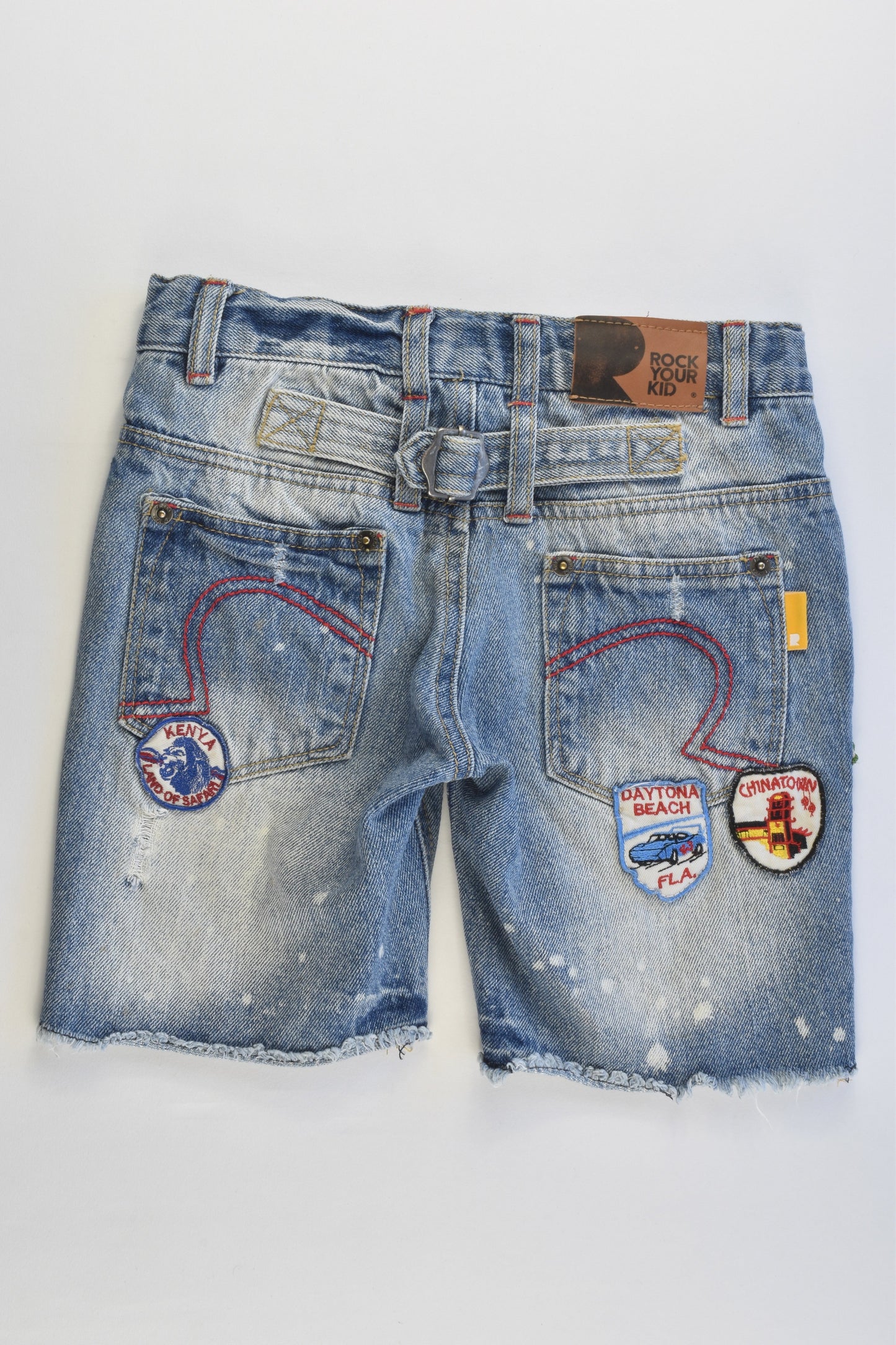 Rock Your Kid Size 7 Countries Badges Denim Shorts
