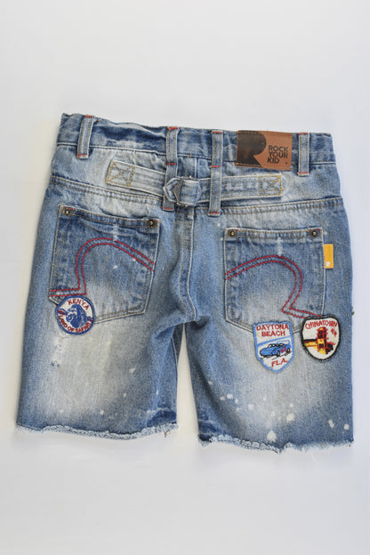 Rock Your Kid Size 7 Countries Badges Denim Shorts