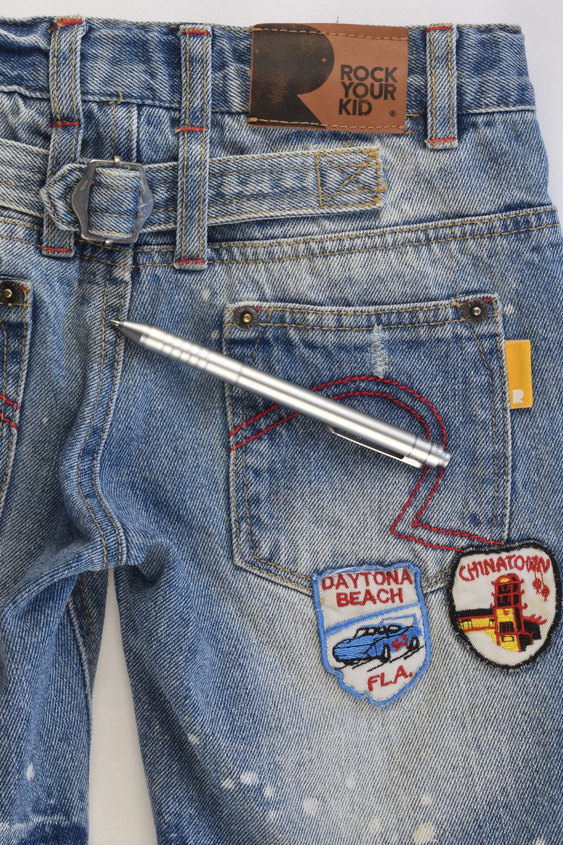 Rock Your Kid Size 7 Countries Badges Denim Shorts