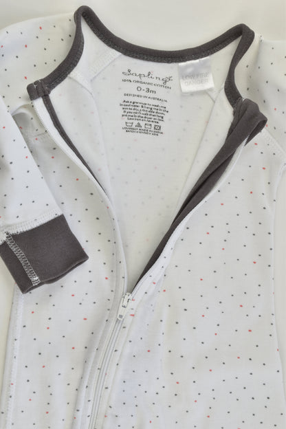Sapling (Australia) Size 000 (0-3 months) Organic Dots Zip Romper