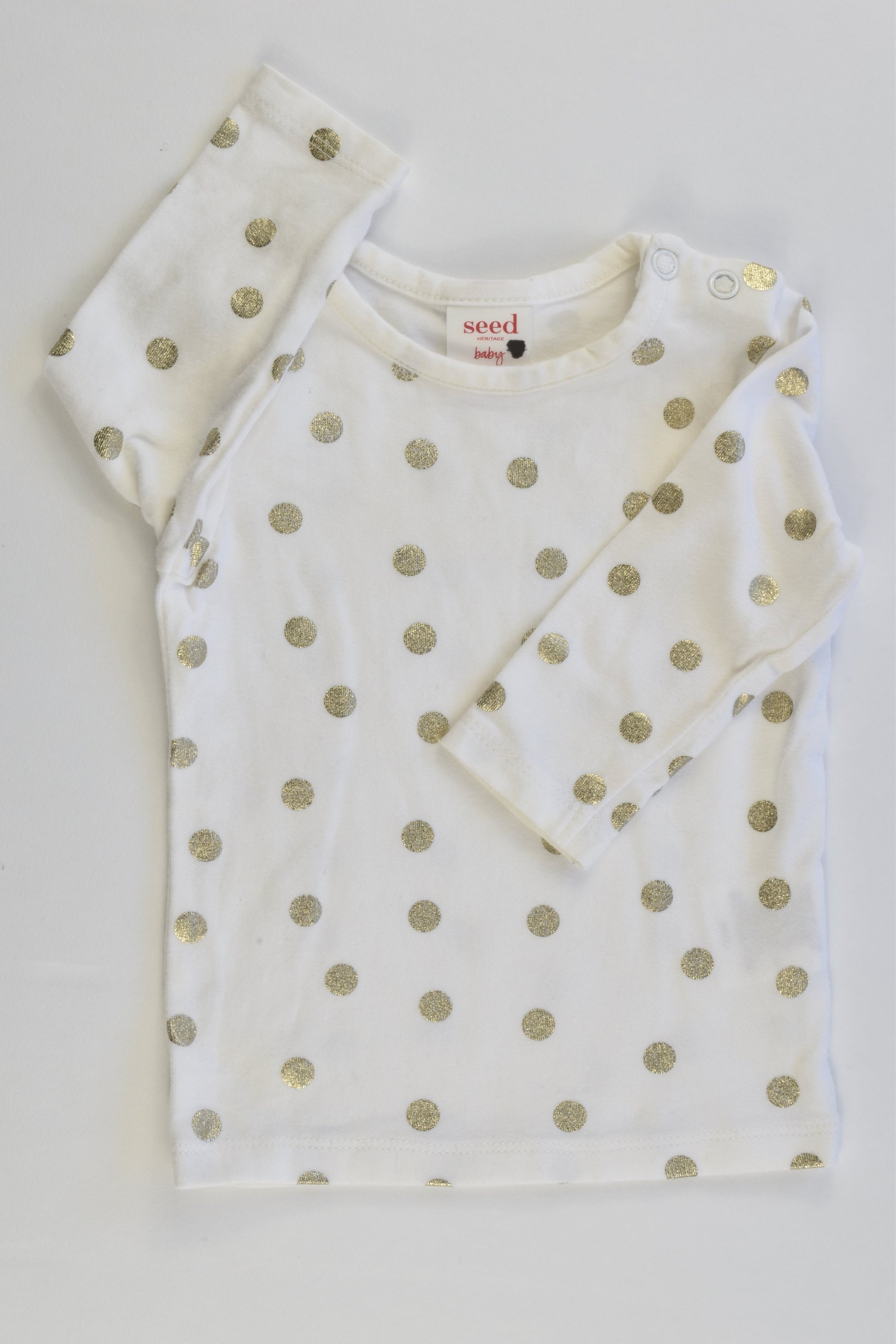 Seed Heritage Size 000 (0-3 months) Golden Polka Dots Top