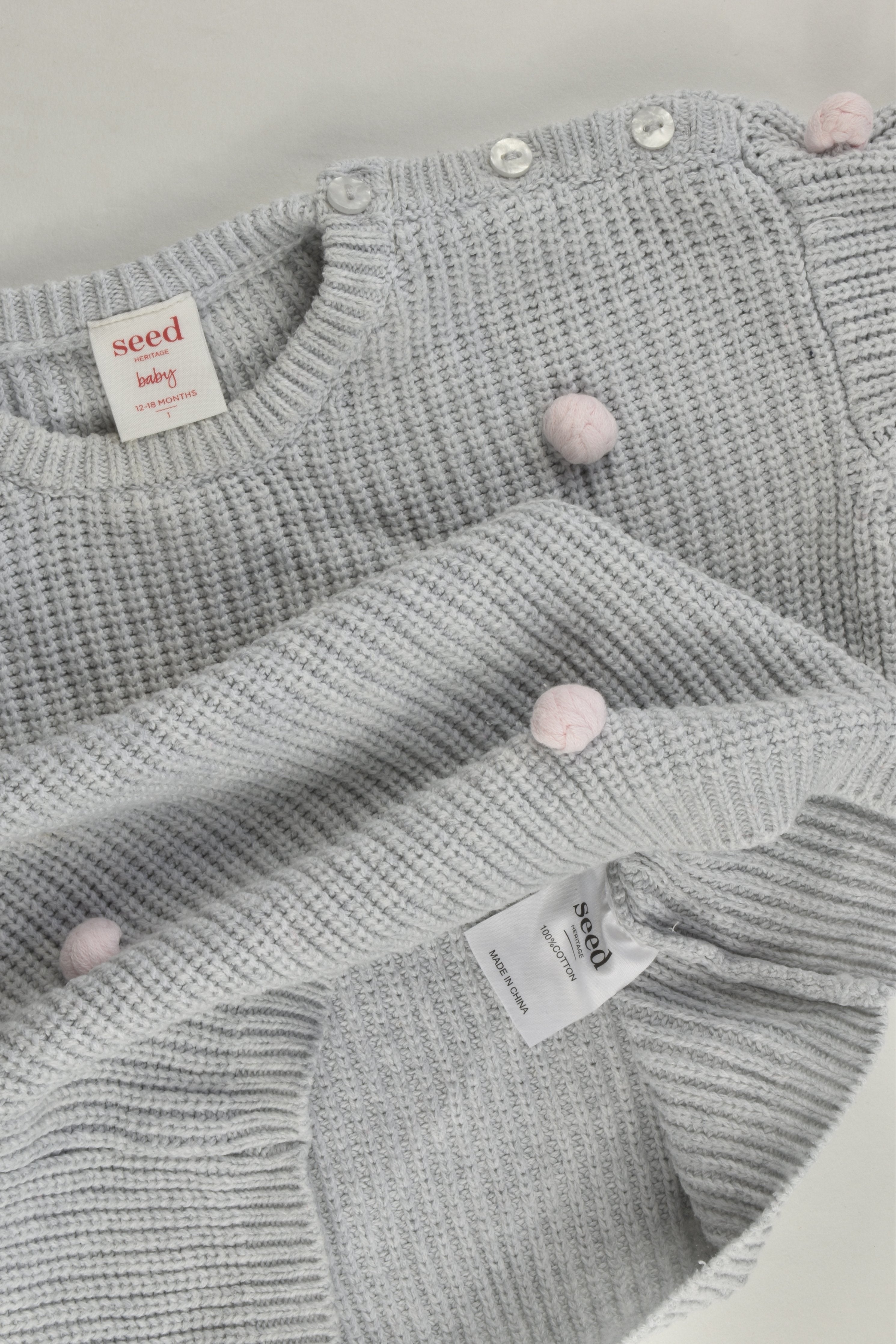 Seed Heritage Size 1 Knitted Pom Pom Jumper