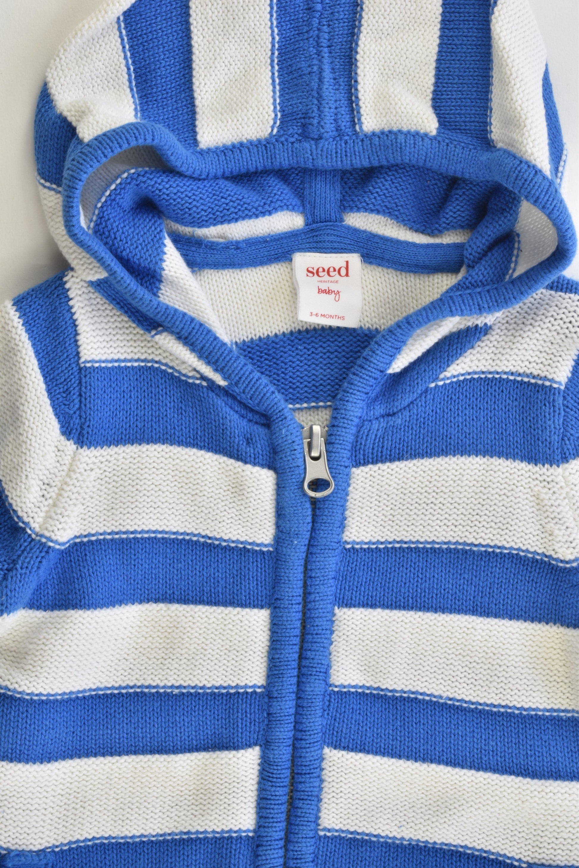 Seed Heritage Size 3-6 months (00) Striped Hooded Knitted Jumper