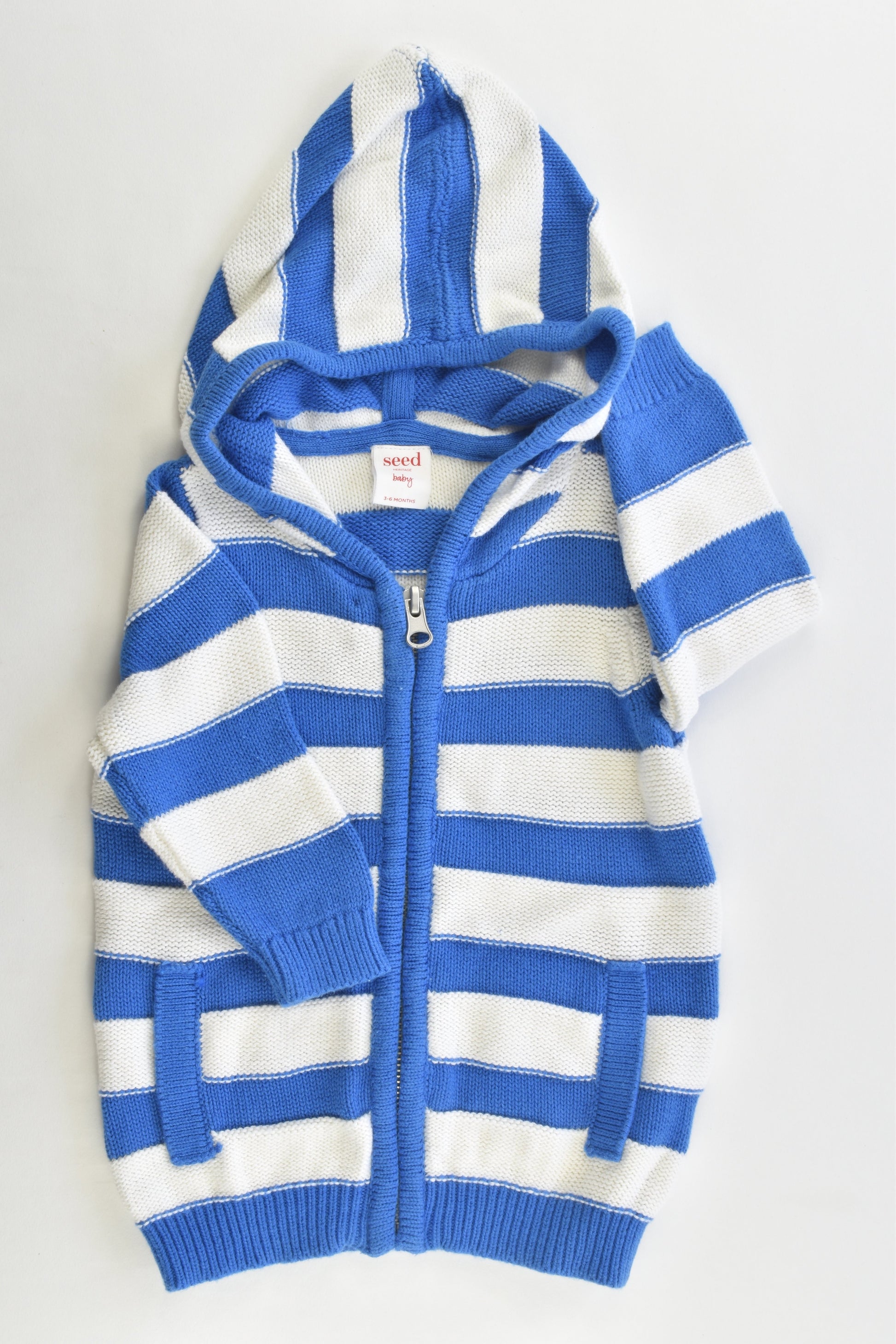 Seed Heritage Size 3-6 months (00) Striped Hooded Knitted Jumper