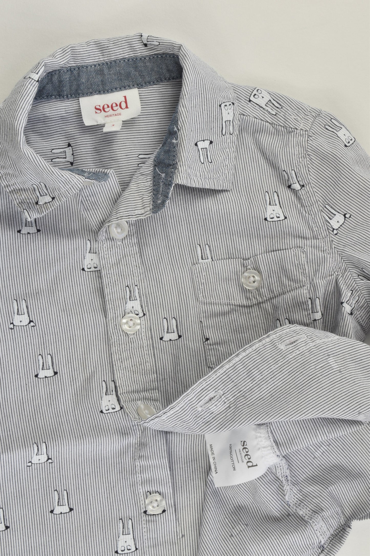 Seed Heritage Size 3 Rabbits Collared Shirt