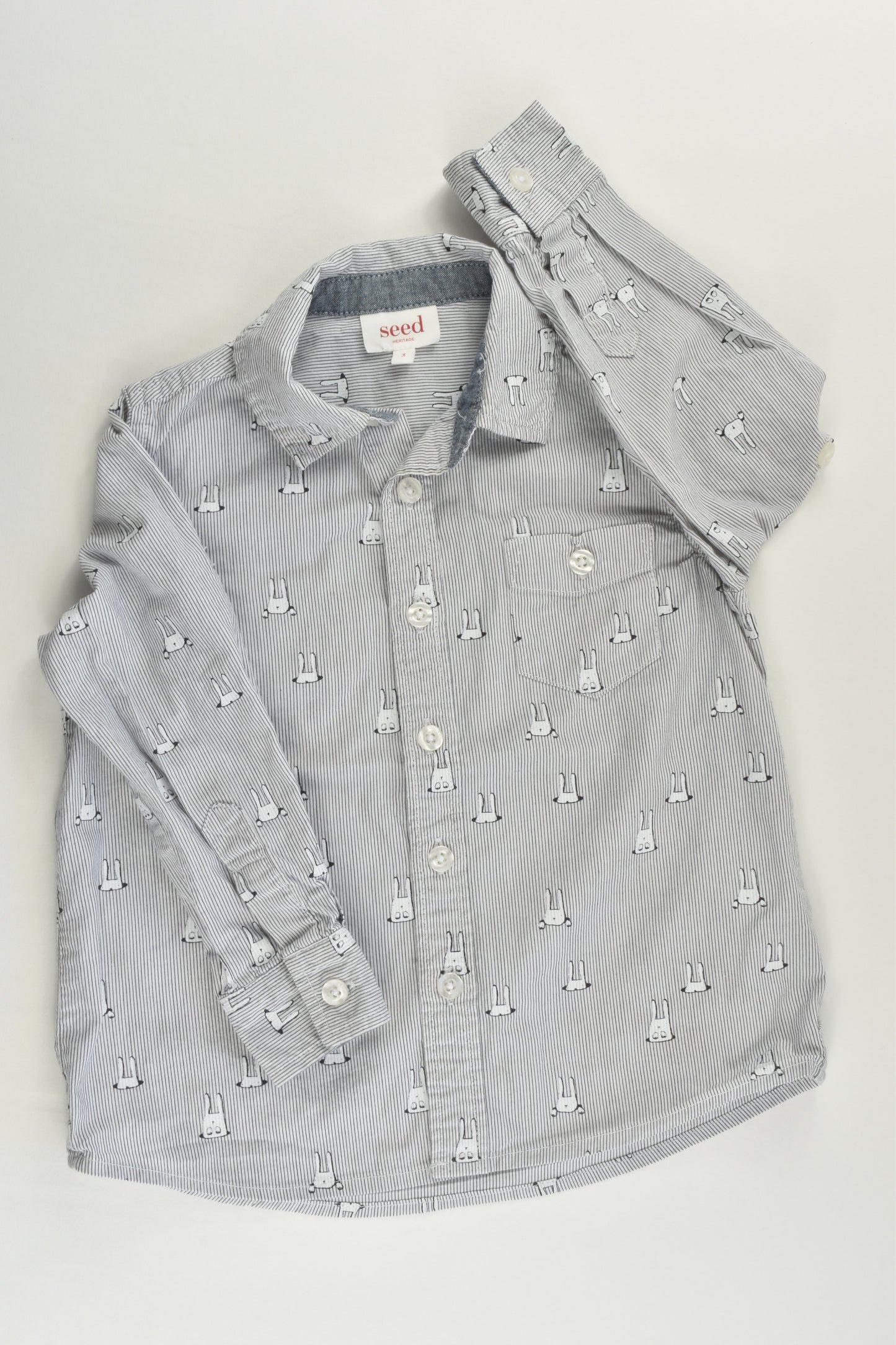 Seed Heritage Size 3 Rabbits Collared Shirt