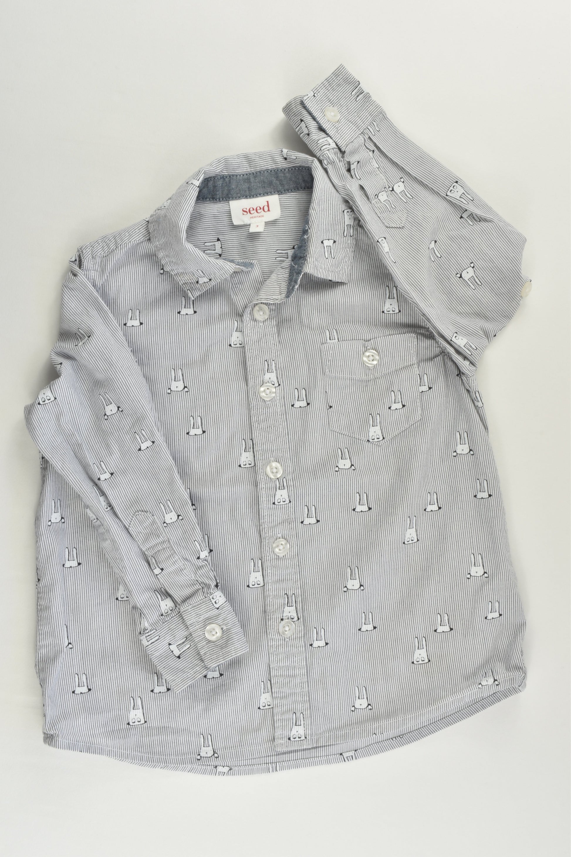 Seed Heritage Size 3 Rabbits Collared Shirt