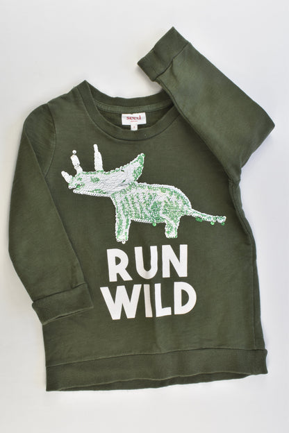 Seed Heritage Size 3 'Run Wild' Dinosaur Reversible Sequins Sweater