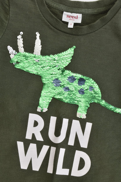 Seed Heritage Size 3 'Run Wild' Dinosaur Reversible Sequins Sweater