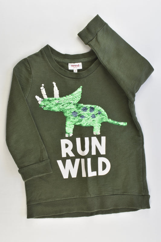Seed Heritage Size 3 'Run Wild' Dinosaur Reversible Sequins Sweater