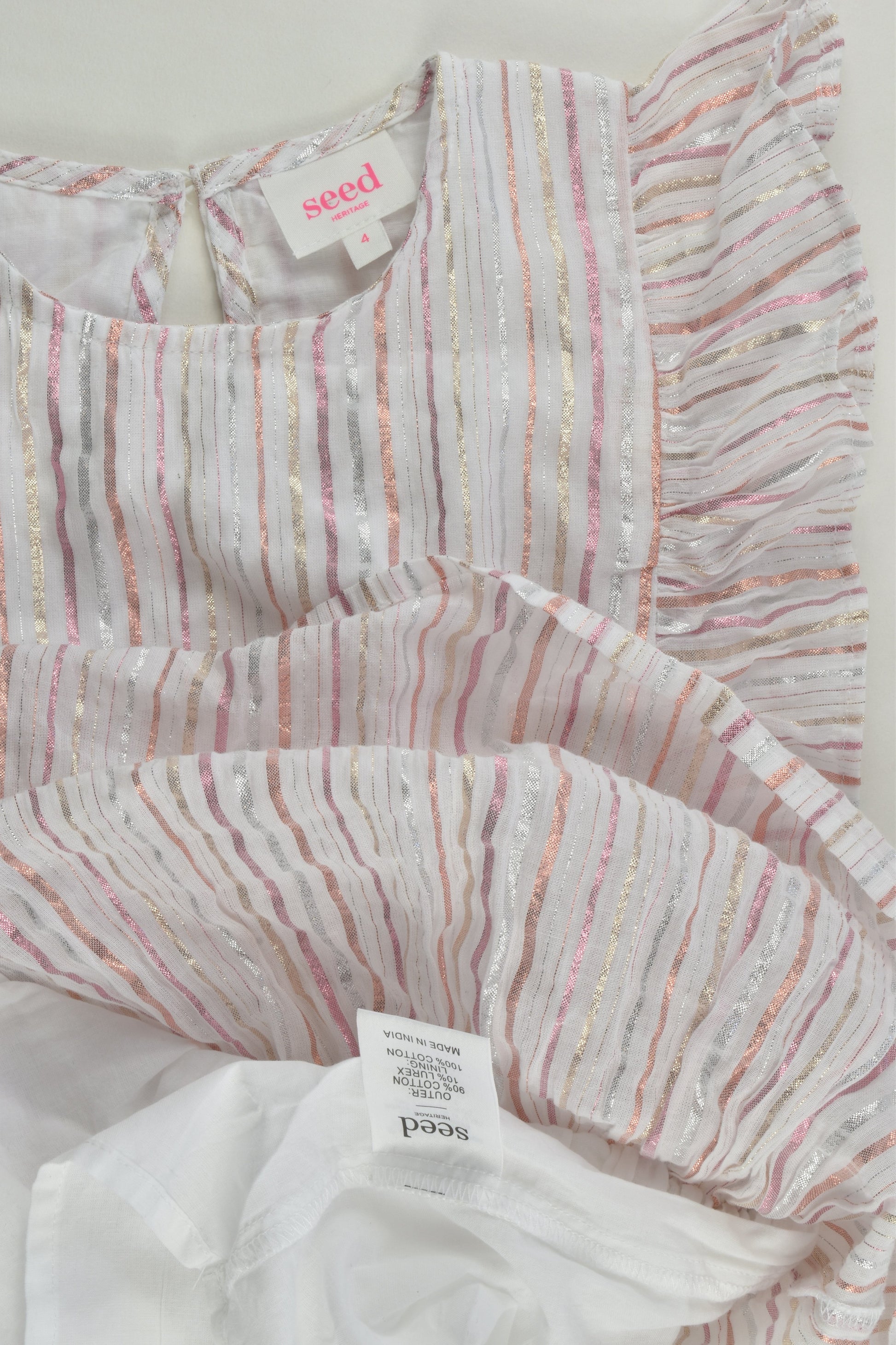 Seed Heritage Size 4 Metallic Stripes Dress