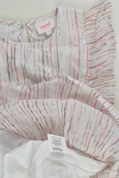 Seed Heritage Size 4 Metallic Stripes Dress